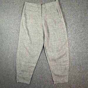 OSKA Balloon Pant Women Wide Leg Casual Gray High Waist Pockets Linen Sz 4 US XL